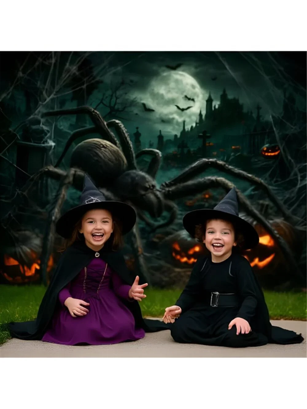 Halloween Garage Door Cover Decorations 8x7 Ft, Spooky Giant Spider Pumpkin